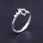 Asymmetric 925 Silver Cubic Zirconia Rings / Plating Rhodium Silver Engagement Rings