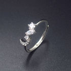 Personalized Jewelry Silver Cubic Zirconia Rings Korean Style With Double Heart Shape