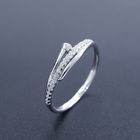 Blank Carve Design Silver Cubic Zirconia Rings / Real Silver 925 White Gemstone Ring