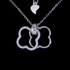 Shining Jewelry Silver Cubic Zirconia Necklace Four Leaf Clover Pendant Necklace