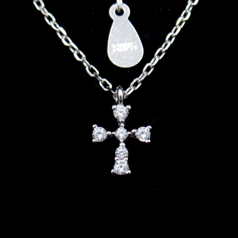 Beautiful AAA Silver Cubic Zirconia Necklace For Woman Cross Shape